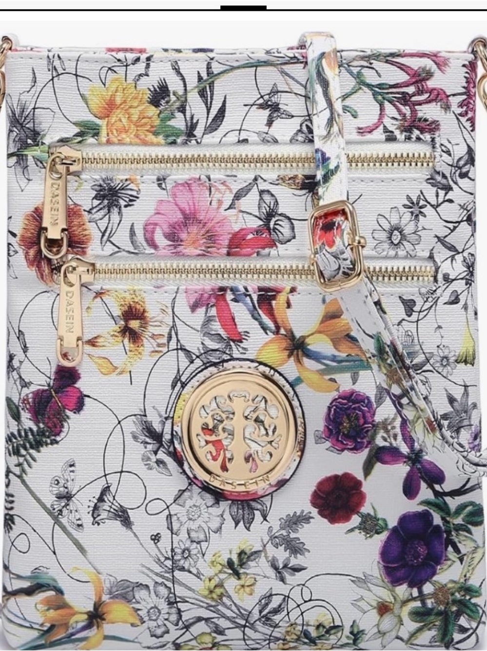 Floral Crossbody Bag in White Multi